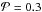 \hbox{$\mathcal{P}=0.3$}