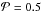 \hbox{$\mathcal{P}=0.5$}