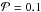 \hbox{$\mathcal{P}=0.1$}