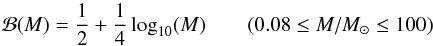 \appendix \setcounter{section}{1} \begin{equation} \label{eq:ucxb:binarity} \mathcal{B}(M) = \frac{1}{2} + \frac{1}{4}\log_{10}(M) \qquad (0.08 \le M/M_{\odot} \le 100) \end{equation}