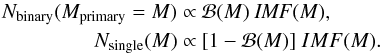 \appendix \setcounter{section}{1} \begin{eqnarray} \label{eq:ucxb:nsin} N_\mathrm{binary}(M_\mathrm{primary} = M) \propto\ && \mathcal{B}(M)\ \mathit{IMF}(M), \nonumber\\ N_\mathrm{single}(M) \propto\ && [1 - \mathcal{B}(M)]\ {IMF}(M). \end{eqnarray}