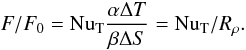\begin{equation} F/F_0=\nut{\alpha\Delta T\over\beta\Delta S}=\nut/R_\rho. \label{ff0} \end{equation}