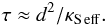 \begin{equation} \tau\approx d^2/\kse. \end{equation}
