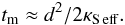 \begin{equation} t_\mr{m}\approx d^2/2\kse. \end{equation}