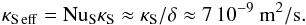 \begin{equation} \kse=\nus\ks\approx\ks/\delta\approx7\, 10^{-9}~\mr{m}^2/\mr{s} . \end{equation}