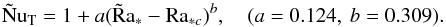 \begin{equation} \Nt=1+a(\tilde{\mr {R}}\mr{a}_*-\mr{Ra}_{*c})^b, \quad (a=0.124,~b=0.309).\label{niem} \end{equation}