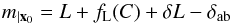 \begin{equation} \label{eq:21} \umag = L + \LtoM(C) + \delta L - \delta_\ab \end{equation}