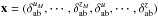\hbox{$\vec x = (\delta_\ab^{\band{u}}, \cdots, \delta_\ab^{\band{z}}, \delta_\ab^u, \cdots, \delta_\ab^z)$}