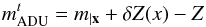 \begin{equation} \label{eq:26} \madu^t = \cmag + \dzp(x) - \zp \end{equation}