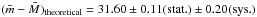 \hbox{$(\bar{m}-\bar{M})_{\rm theoretical}=31.60\pm0.11 ({\rm stat.})\pm0.20 ({\rm sys.})$}