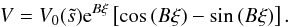 \begin{equation} \label{eq:bl_V} V=V_0(\ts)\mathrm{e}^{B\xi}\left[\cos\, (B\xi)-\sin\, (B\xi)\right]. \end{equation}