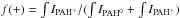 \hbox{$f(+)=\int I_{\mathrm{PAH}^+}/(\int I_{\mathrm{PAH}^0}+\int I_{\mathrm{PAH}^+})$}