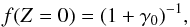 \begin{equation} f(Z=0)=(1+\gamma_0)^{-1}, \label{eq:neutralfr} \end{equation}