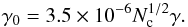 \begin{equation} \gamma_0=3.5\times 10^{-6}N_{\rm c}^{1/2}\gamma. \label{eq:gamma} \end{equation}