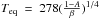 \hbox{$T_{\rm eq}~=~278(\frac{1-A}{\beta})^{1/4}$}
