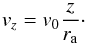 \appendix \setcounter{section}{4} \begin{equation} v_z=v_0 \frac{z}{r_{\mathrm{a}}} \cdot \end{equation}
