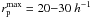 \hbox{$r_{\rm p}^{\rm max} = 20{-}30~h^{-1}$}