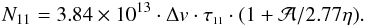 \hbox{$\Delta N_{11} = N^{\rm max}_{11} - N^{\rm min}_{11}$}