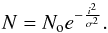 \begin{equation} N=N_{\rm o}e^{-\frac{i^{2}}{\sigma^{2}}}. \end{equation}
