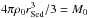 \hbox{$4\pi \rho_0 r_{\rm Sed}^3/3 = M_0$}
