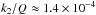 \hbox{$ k_2 / Q_\pp \approx 1.4 \times 10^{-4}$}