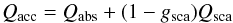 \begin{equation} \label{e_qtot} \qq= Q_{\mathrm{abs}} + (1-g_{\mathrm{sca}})Q_{\mathrm{sca}} \end{equation}