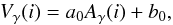 \begin{equation} V_{\gamma}(i)=a_{\rm{0}} A_{\gamma}(i) + b_{\rm{0}}, \end{equation}