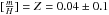 \hbox{$[\frac{m}{H}]=Z=0.04\pm0.1$}