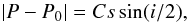 \begin{equation} |P-P_0|=Cs\sin(i/2), \end{equation}