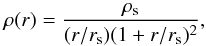 \begin{equation} \rho(r) = \frac{\rho_{\rm s}}{(r/r_{\rm s}) (1+r/r_{\rm s})^{2}}, \label{eq:33} \end{equation}