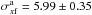 \hbox{$\sigma^{\rm a}_{x{\rm f}} = 5.99 \pm 0.35$}