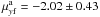 \hbox{$\mu^{\rm a}_{y{\rm f}} = -2.02 \pm 0.43$}