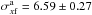 \hbox{$\sigma^{\rm a}_{x{\rm f}} = 6.59 \pm 0.27$}