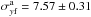 \hbox{$\sigma^{\rm a}_{y{\rm f}} = 7.57 \pm 0.31$}