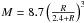 \hbox{$M = 8.7 \left(\frac{R}{2.4+R}\right)^3$}