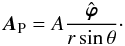 \appendix \setcounter{section}{1} \begin{eqnarray} \bA_{\rm P} = A\frac{{\hat{\bsvph}}}{r\sin\theta} \cdot \end{eqnarray}