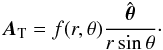 \appendix \setcounter{section}{1} \begin{eqnarray} \bA_{\rm T} = f(r,\theta)\frac{{\hat{\bsth}}}{r\sin\theta} \cdot \end{eqnarray}
