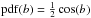 \hbox{${\rm pdf}(b)=\frac{1}{2}\cos(b)$}