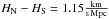 \hbox{$H_{\rm N}-H_{\rm S}=1.15\mathrm{\frac{km}{s\,Mpc}}$}