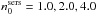 \hbox{$n_{0}^{\rm sers}=1.0,2.0,4.0$}