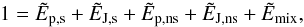 \begin{equation} 1 = \Epsn +\EJsn +\EdivBpn +\EdivBJn +\Emixn, \label{eq:kelvinn} \end{equation}