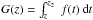 \hbox{$G(z)=\int_{z}^{z_2} \ f(t) \, \rmd t$}