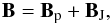 \begin{eqnarray*} \vB=\vBp+\vBJ, \nonumber \end{eqnarray*}