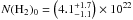 \hbox{$N({\rm H_2})_0=\left(4.1_{-1.1}^{+1.7}\right)\times10^{22}$}