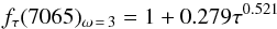 \begin{equation} f_\tau(7065)_{\omega\,=\,3} = 1 + 0.279\tau^{0.521} \end{equation}