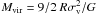 \hbox{$M_\mathrm{vir} =9/2~R \sigma_{\rm v}^{2}/G$}