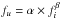 \hbox{$f_{u}=\alpha\times f_{i}^{\beta}$}