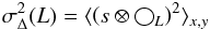 \begin{eqnarray*} \sigma^{2}_{\Delta}(L)= \langle \left( s \otimes \bigcirc_{L}\right) ^{2}\rangle_{x,y} \end{eqnarray*}