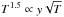 \hbox{$T^{1.5}\propto y\sqrt{T}$}