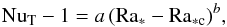\begin{equation} \nut-1=a\, (\mr{Ra_*-Ra_{*\mr{c}} })^b,\label{pow} \end{equation}